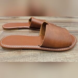 Brown Leather Slide Sandals 40/9